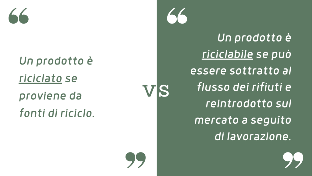 riciclato vs riciclabile